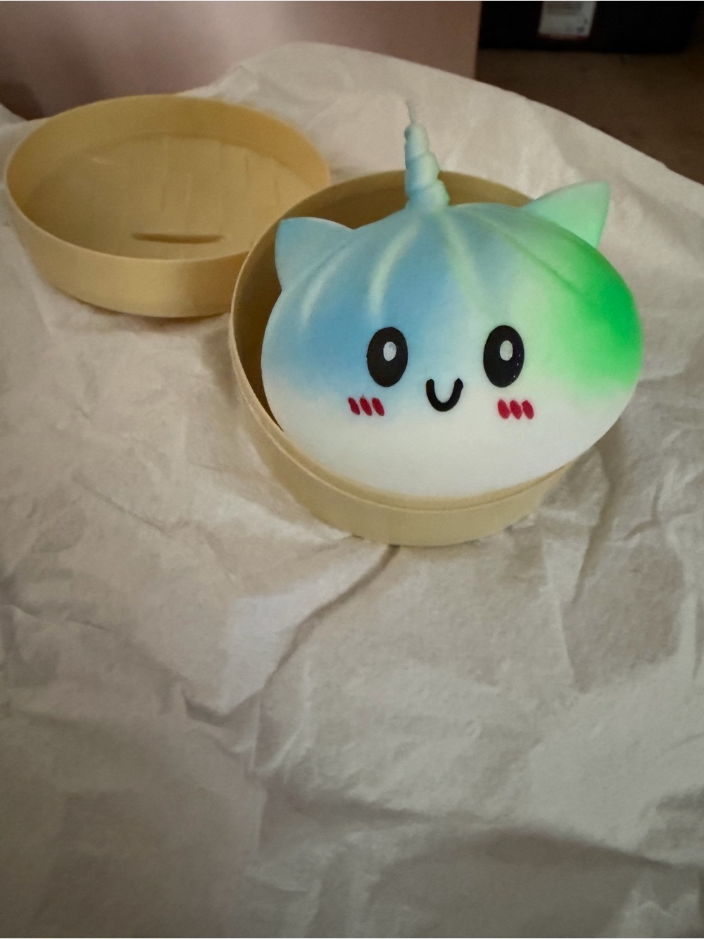 Rainbow Unicorn Cat Squishy Toy - Blue & Green